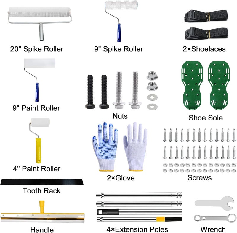 BERCOL Self Leveling Cement Tool kit, Spiked Roller with Extension Pole for Self Leveling, Paint Rollers, Epoxy Tool Kit, Epoxy Shoes Spikes for Concrete and Cement Flooring(Basic) - Image 2